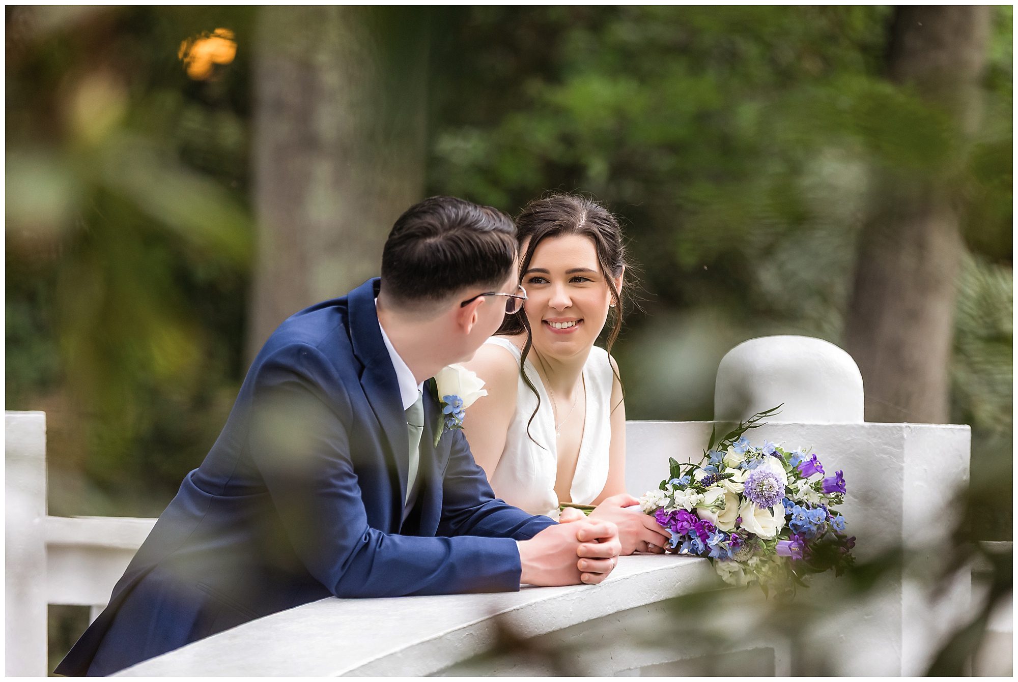 Wickham Park elopement portraits bridge