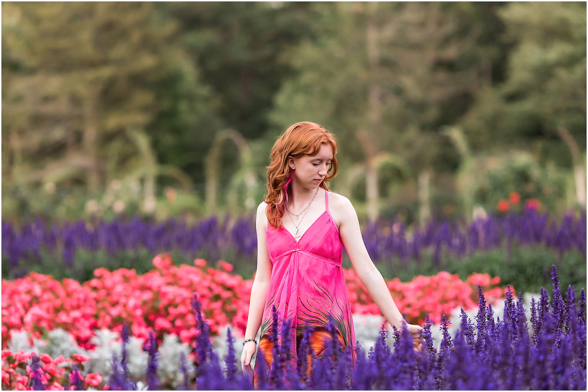 senior session flower garden