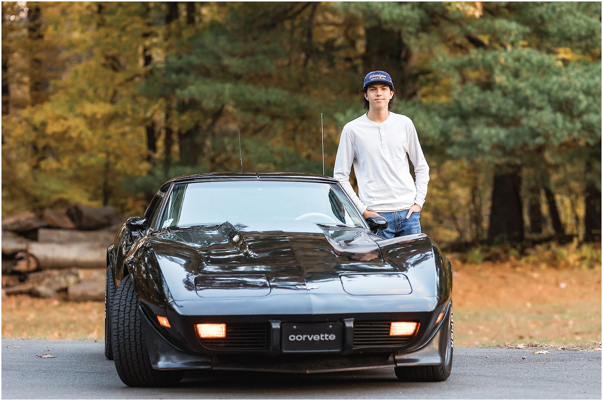 senior boy with car