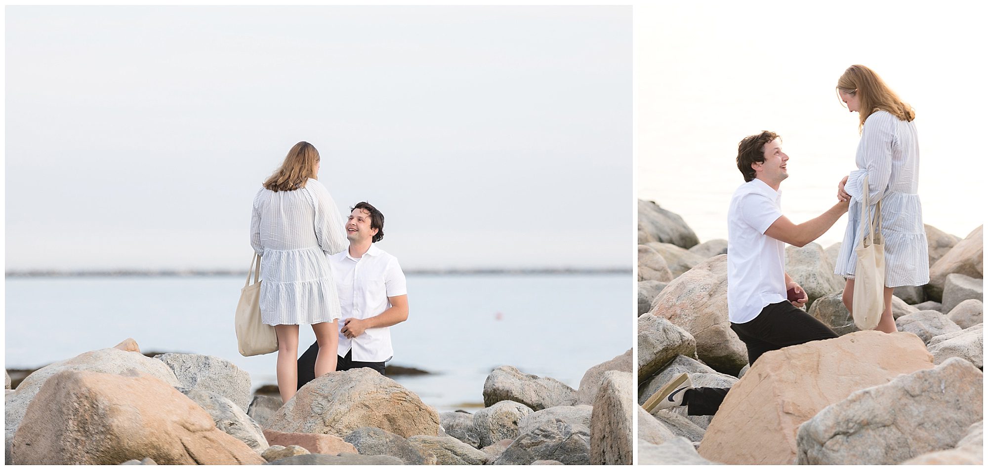 CT surprise proposal rock beach stonington