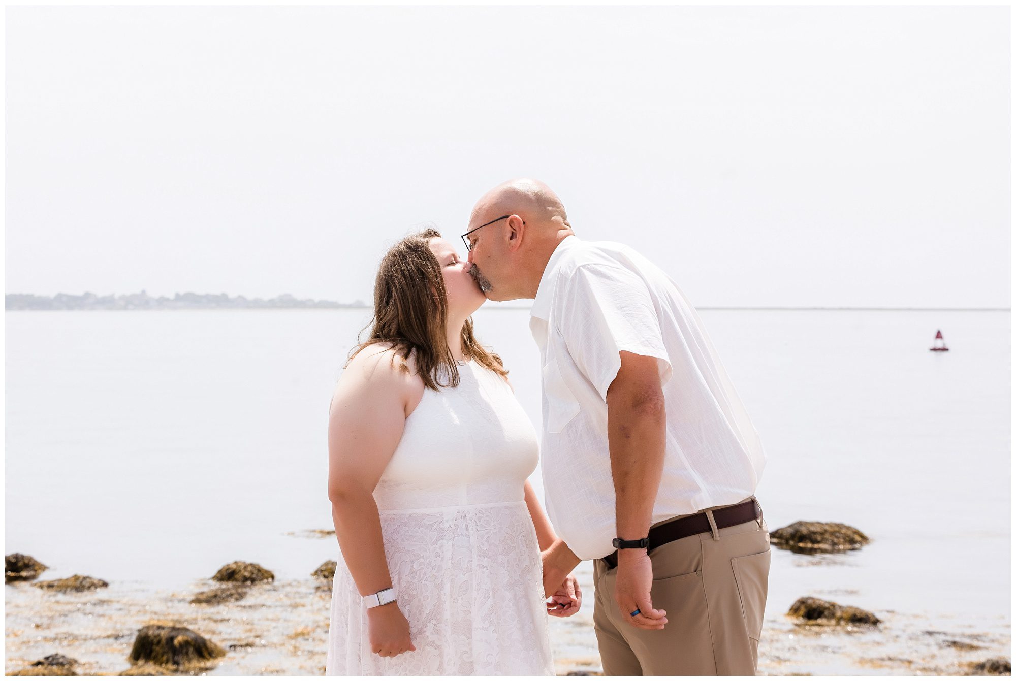 Stonington Point Elopement First Kiss