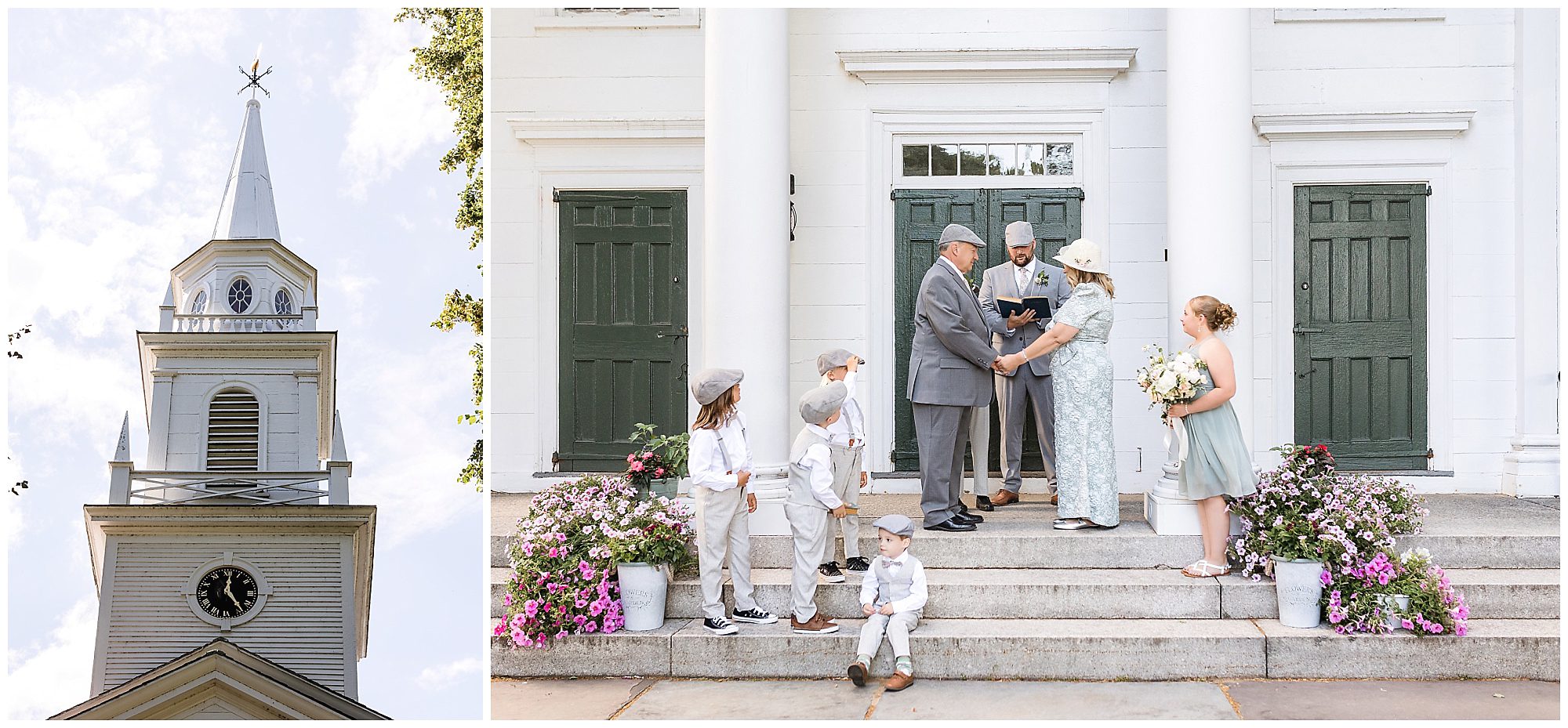 Intimate Wedding Meeting House steps