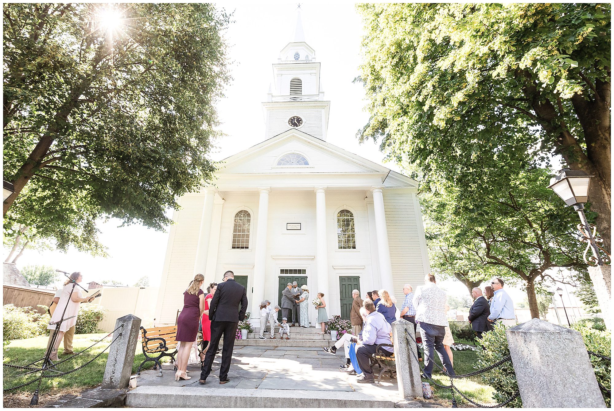 Intimate Wedding Meeting House steps Storrowton Tavern