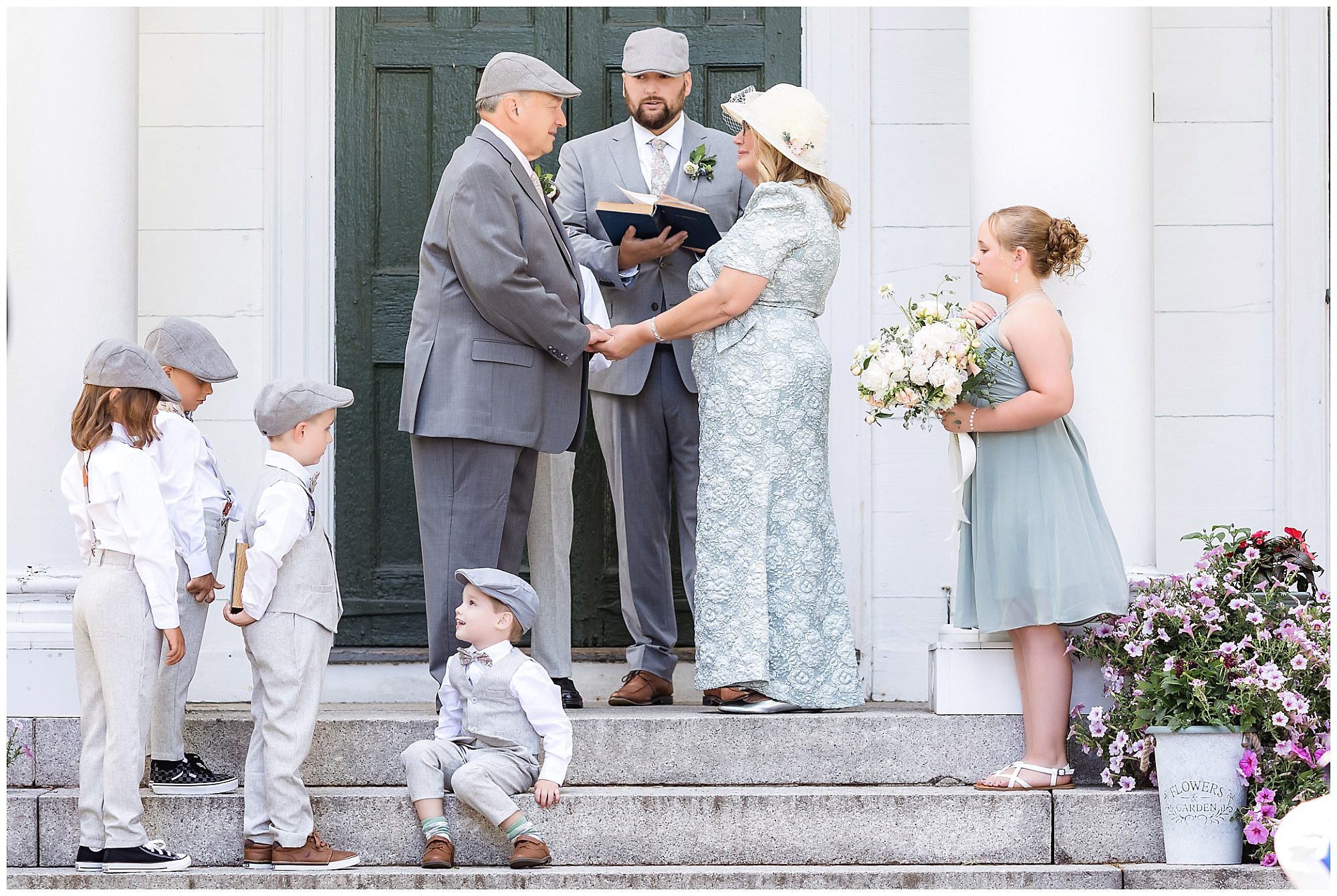 Intimate Wedding Meeting House steps