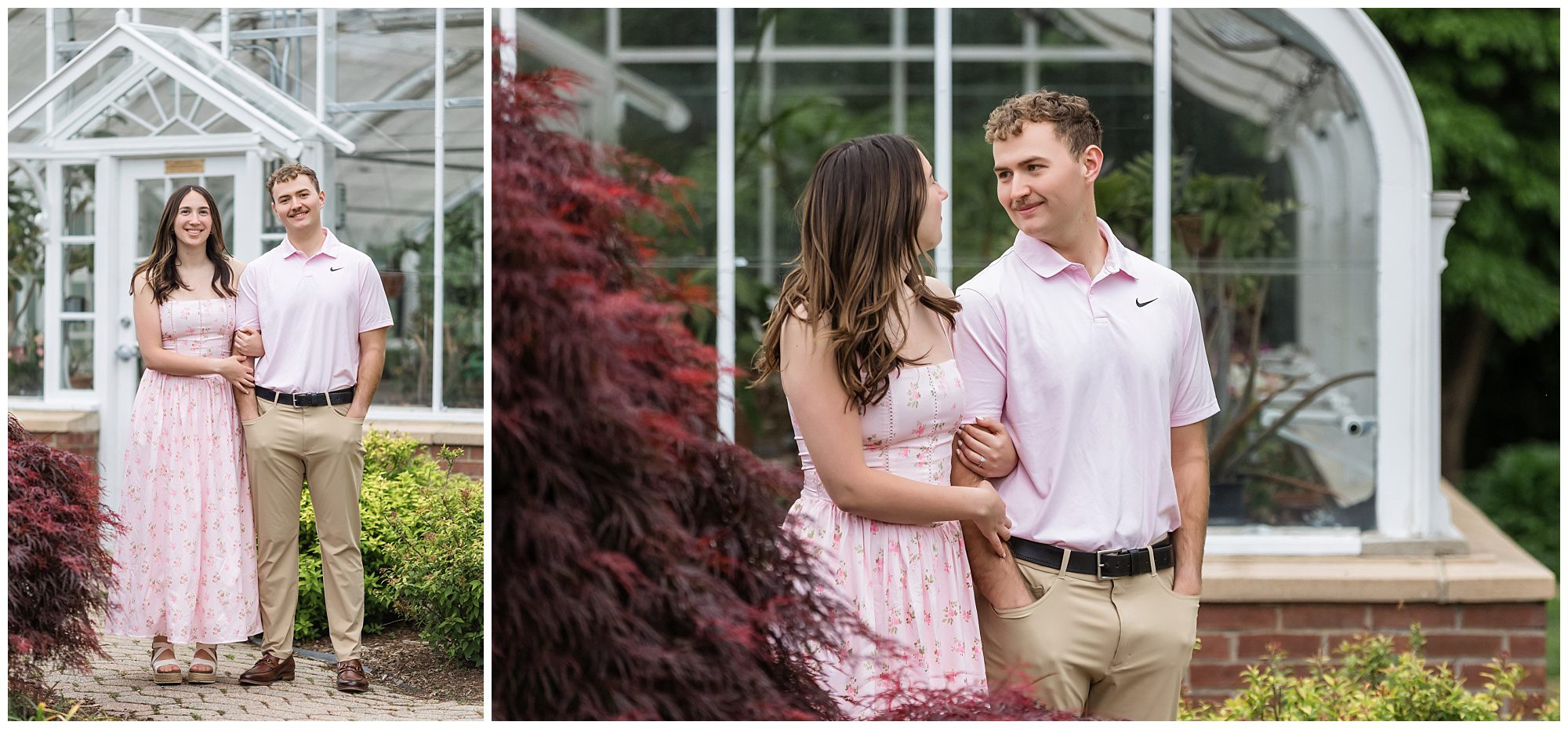 Couple laughing during engagement session in Hartford